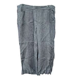 J Jill Love Linen Blue White Striped Lounge Beach Stretch Waist Wide Leg Large